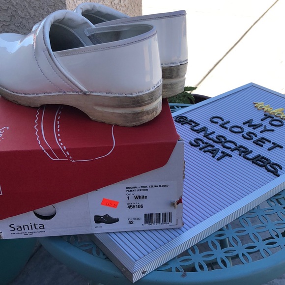 Sanita White Patent Leather Nurse Clogs - Picture 8 of 8